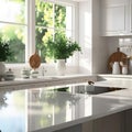 white glossy kitchen countertop surface, suitable for product display and e-commerce product image design Royalty Free Stock Photo